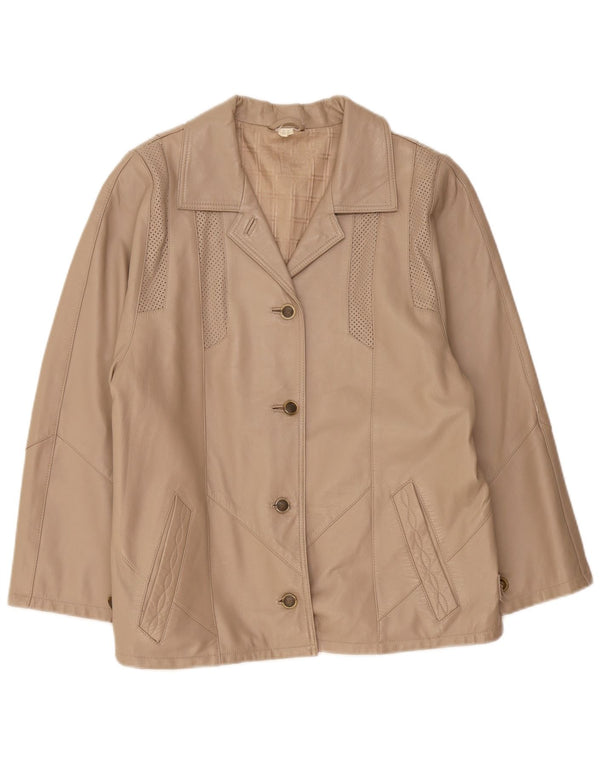 Vintage læderjakke til kvinder UK 22 3XL Beige lammeskind