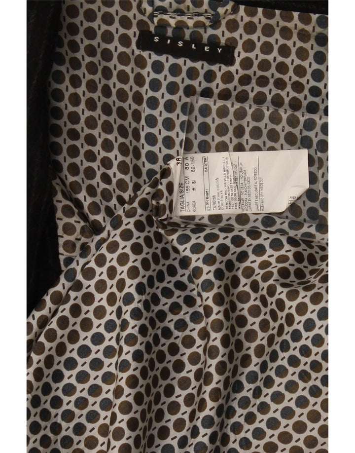 SISLEY Womens Open Blazer Jacket IT 38 XS Black Pinstripe Acetate