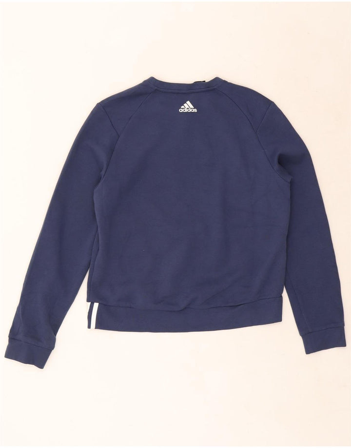 Adidas Dame Sweatshirt Jumper UK 12/14 Medium Navy Blue Bomuld