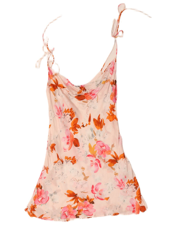 Zara Womens Slip Dress UK 12 Medium Pink Floral Viscose