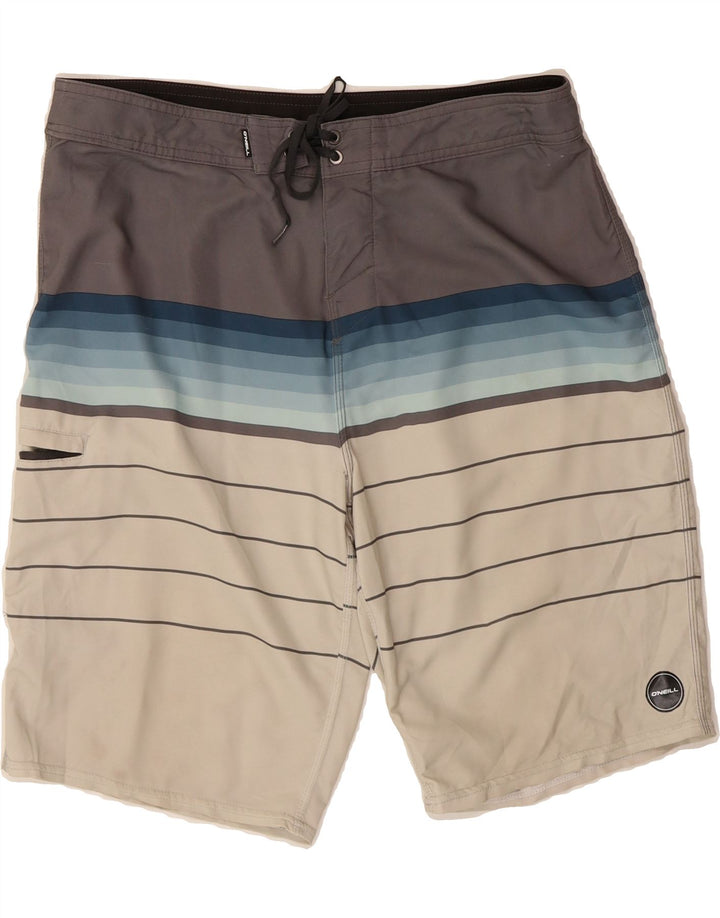 O'NEILL Mens Swimming Shorts Large  Grey Striped Polyester Vintage O'Neill and Second-Hand O'Neill from Messina Hembry 