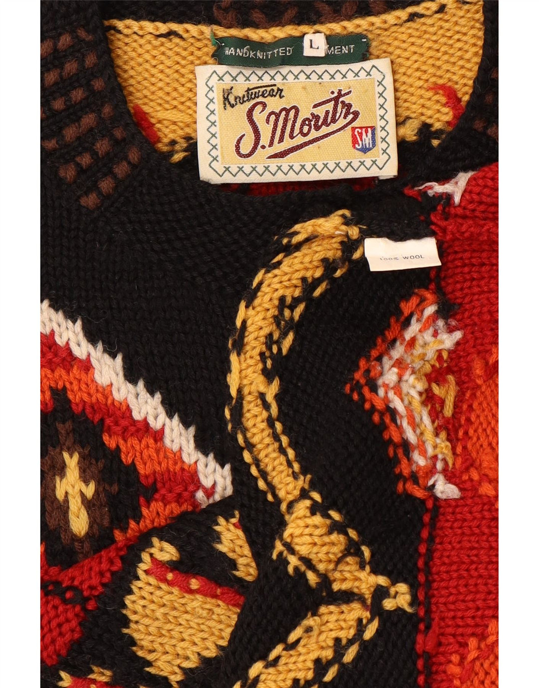 S.MORITZ Dame Cardigan Sweater UK 16 Stor Flerfarvet Geometrisk