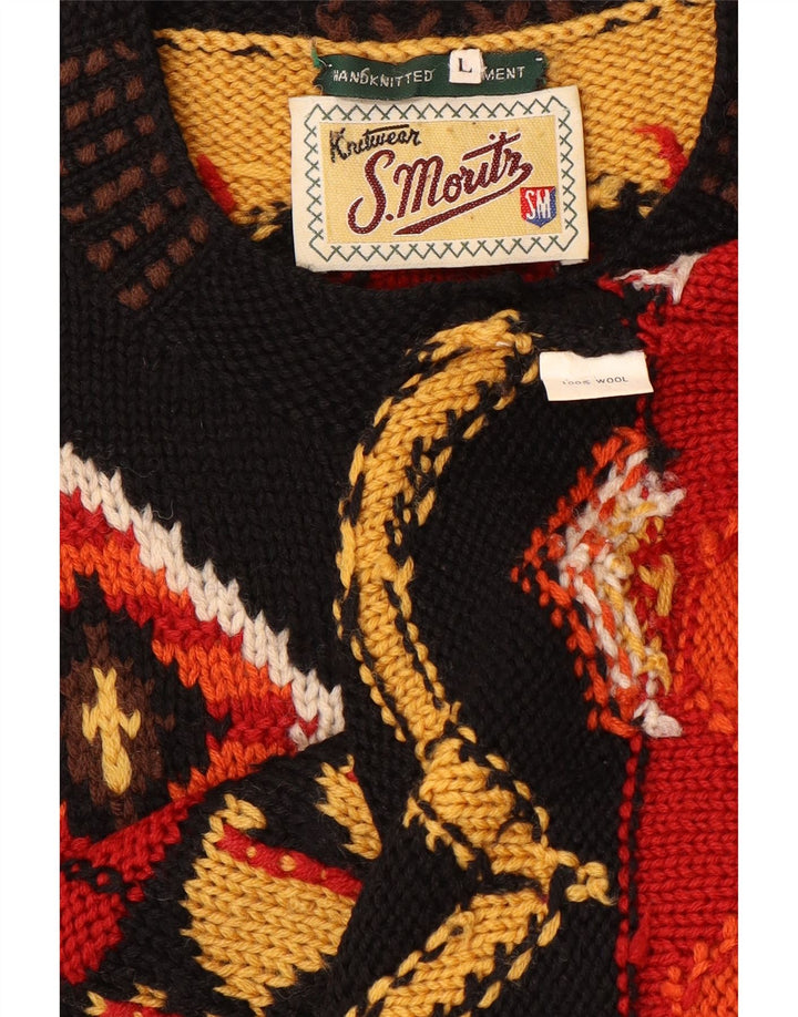 S.MORITZ Dame Cardigan Sweater UK 16 Stor Flerfarvet Geometrisk