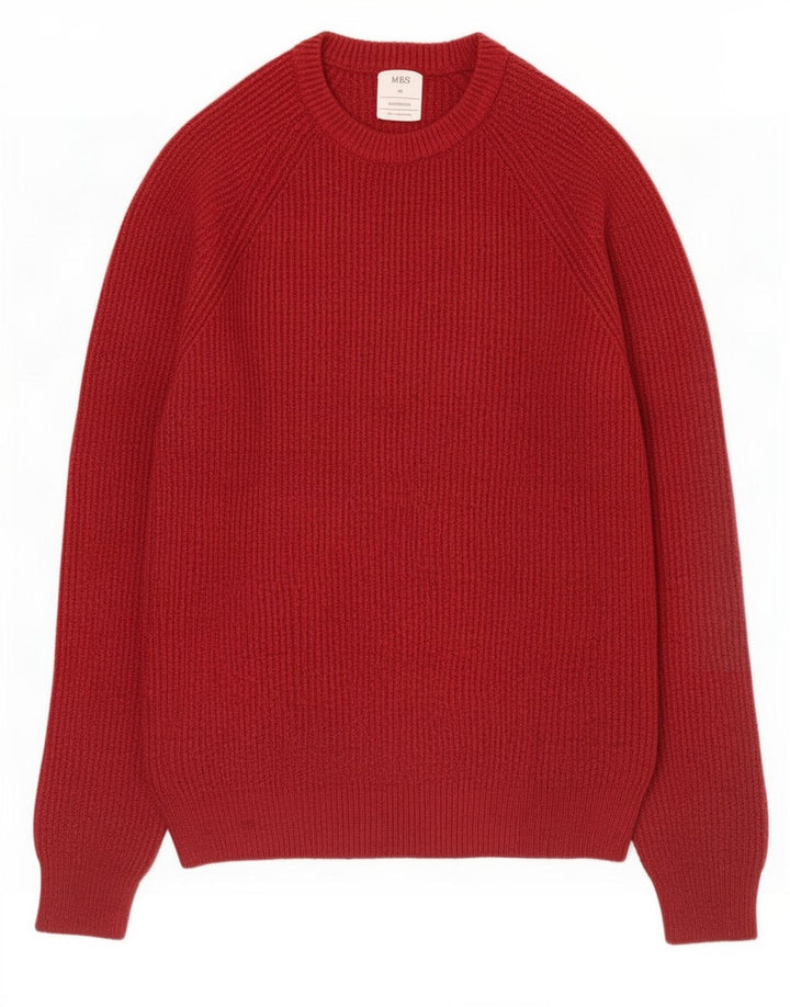 Marks & Spencer Herre sweater med rund hals, medium rød polyamid