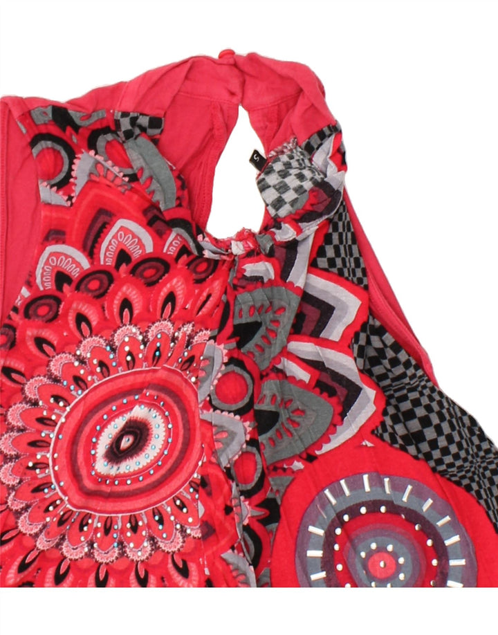 DESIGUAL Womens Sleeveless Blouse Top UK 10 Small Red Floral Vintage Desigual and Second-Hand Desigual from Messina Hembry 