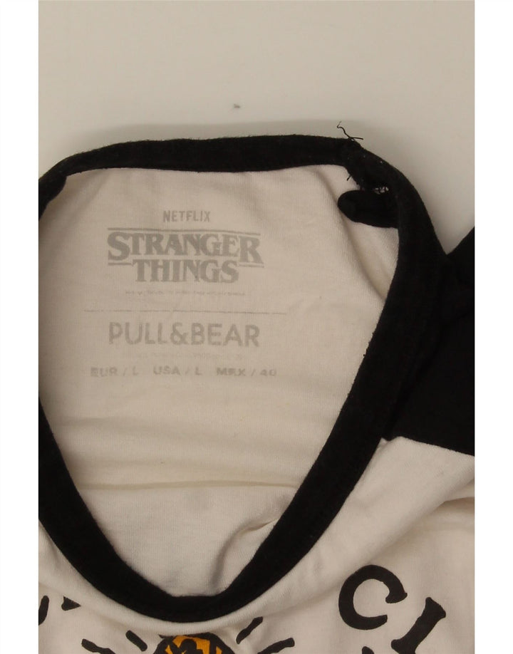 Pull & Bear Herre grafisk T-shirt Top Stor hvid Colourblock Bomuld