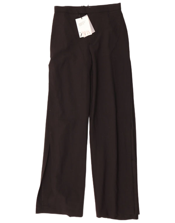 Zara Kvinder Casual Bukser med brede ben Medium W28 L35 Sort Polyester