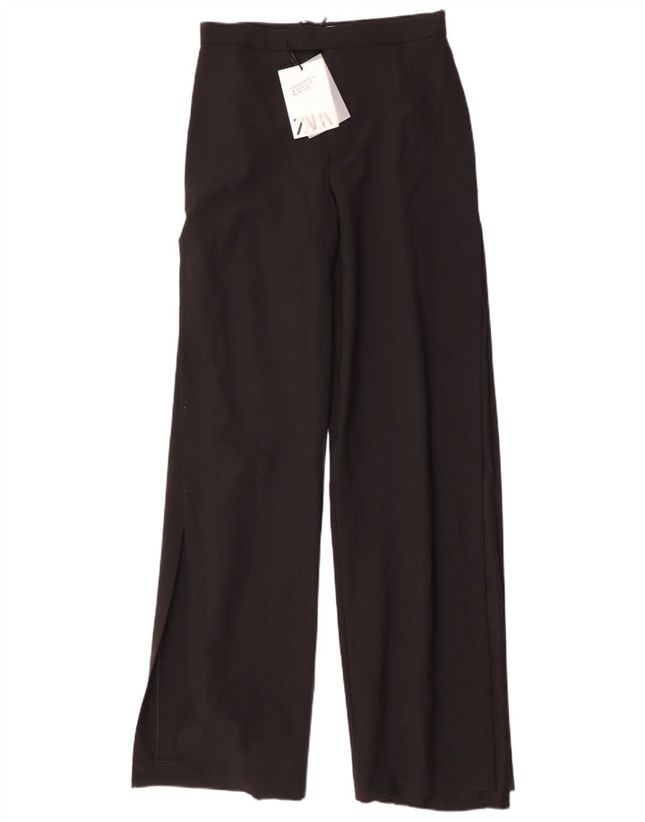 Zara Kvinder Casual Bukser med brede ben Medium W28 L35 Sort Polyester