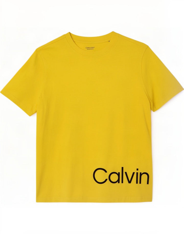 Calvin Klein Herre grafisk T-shirt Top Lille gul bomuld
