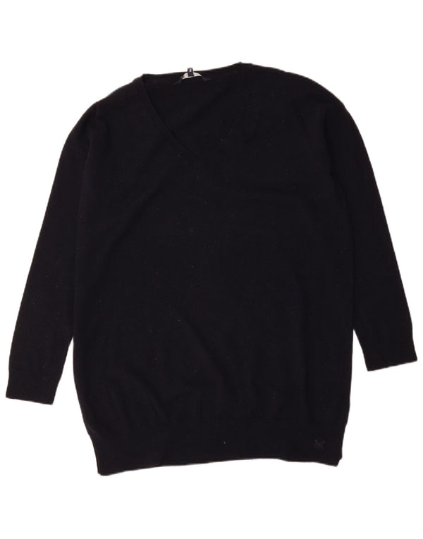 Crew Clothing Womens Oversized V-Neck Jumper Sweater UK 16 Large Navy Blue