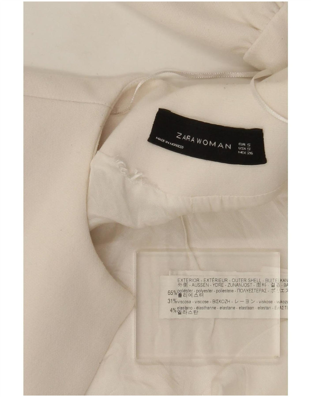 Zara Womens Longline Open Blazer Jacket UK 10 Small White Polyester