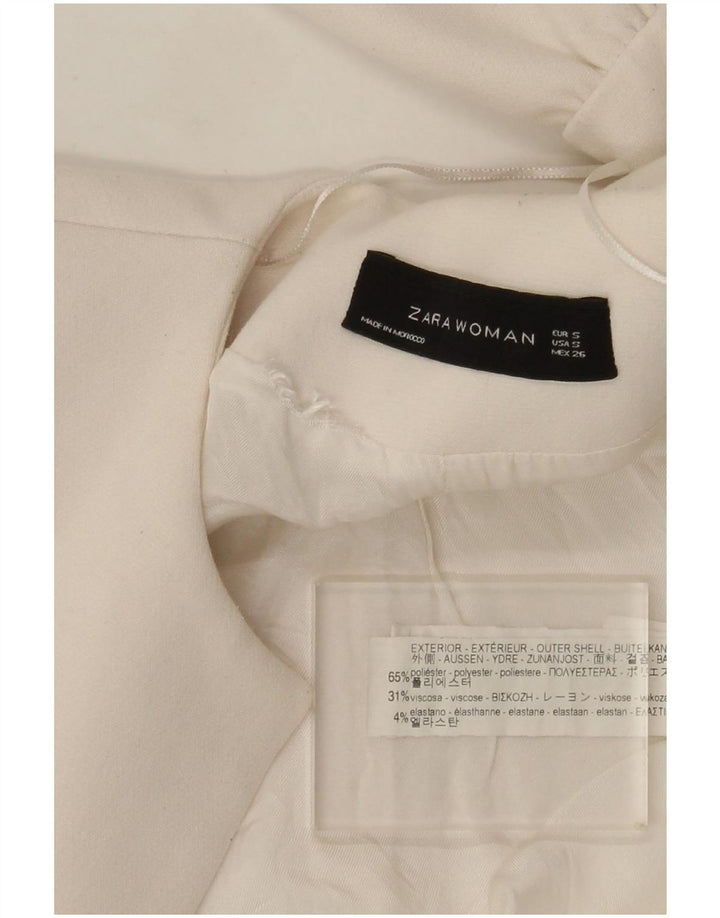 Zara Womens Longline Open Blazer Jacket UK 10 Small White Polyester