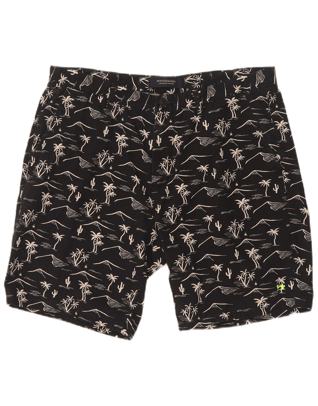 Scotch & Soda Herre Abstrakt mønster Chino Shorts W32 Medium Black Hawaiian