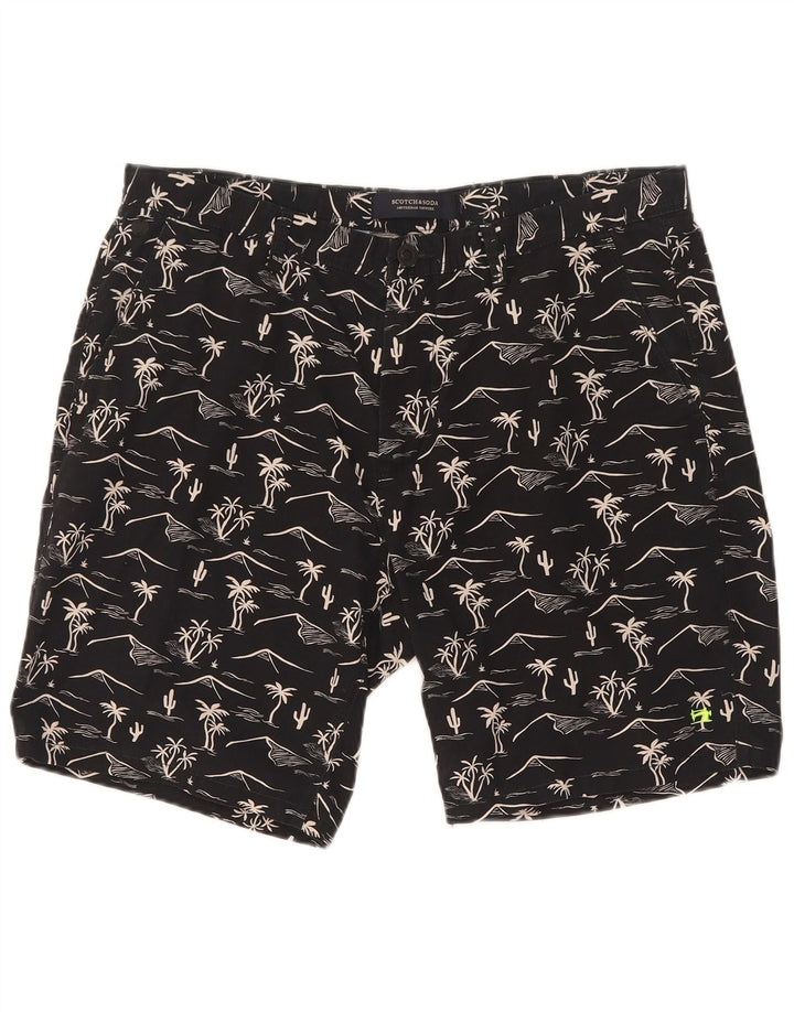 Scotch & Soda Herre Abstrakt mønster Chino Shorts W32 Medium Black Hawaiian