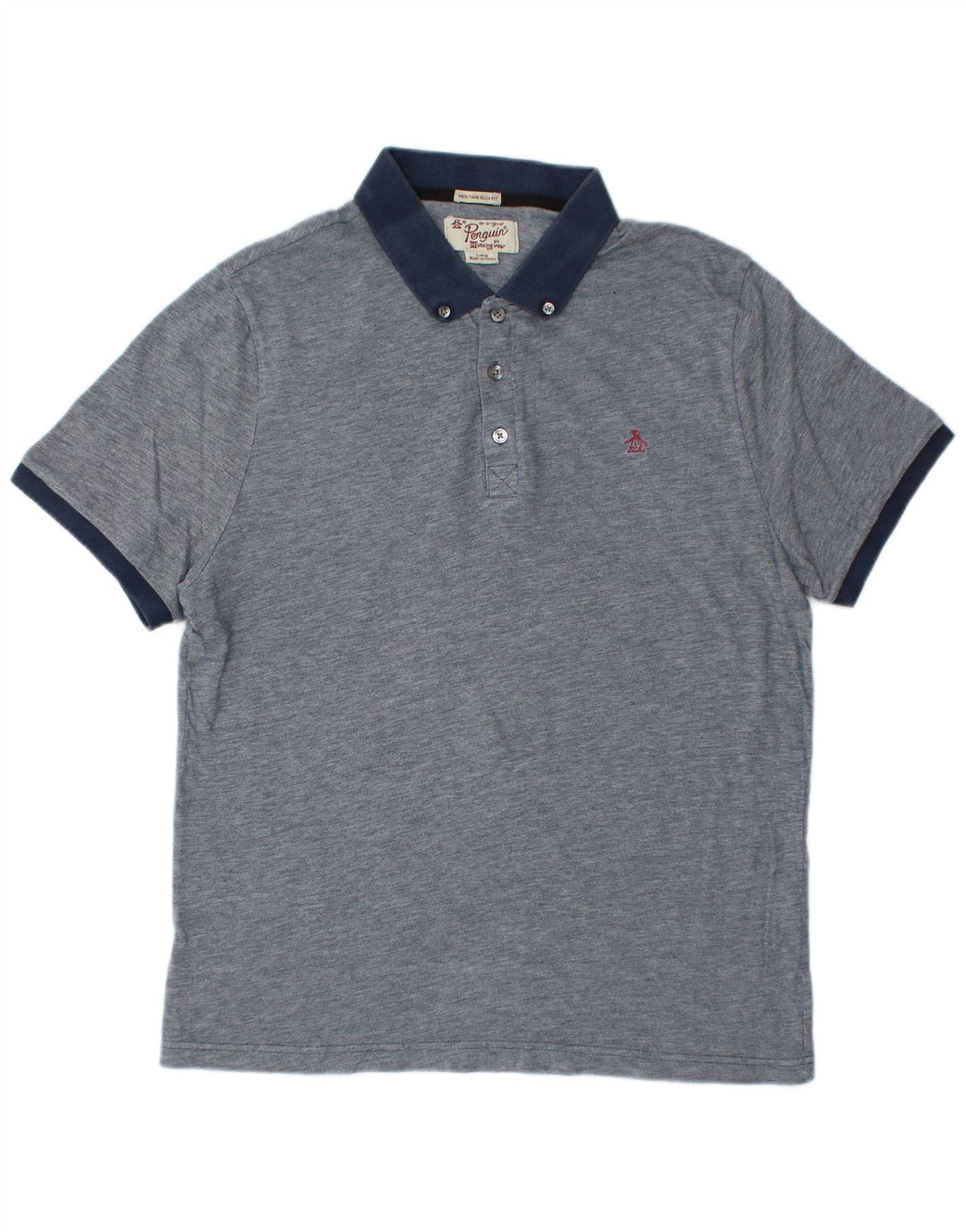 PENGUIN Heritage Slim Fit Polo Shirt Large Navy Blue