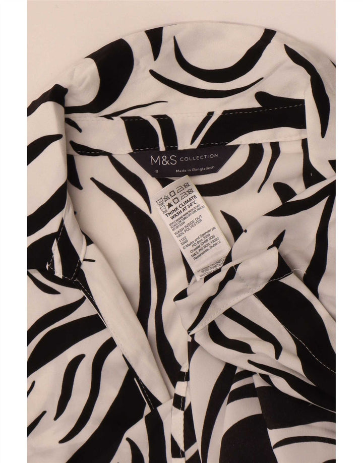 Marks & Spencer kvinders abstrakt mønster bluse Top UK 8 Small White