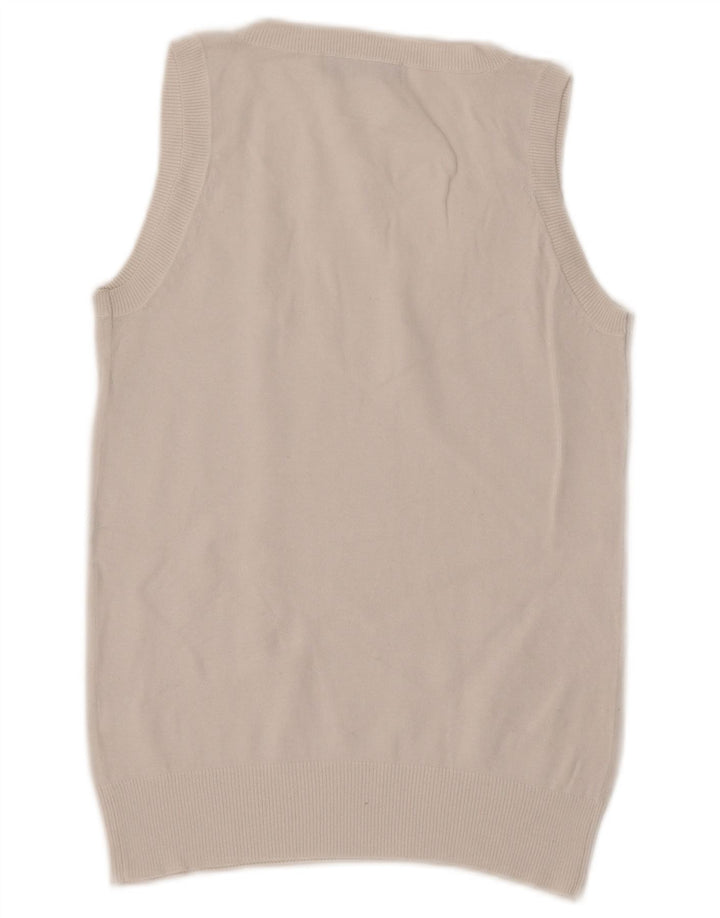 Zara Dame Vest Tank Top UK 12 Medium Hvid Bomuld