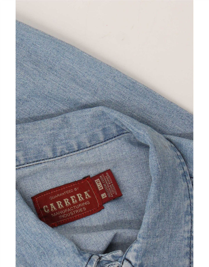 Carrera Denimskjorte til mænd størrelse 41/42 Stor blå bomuld