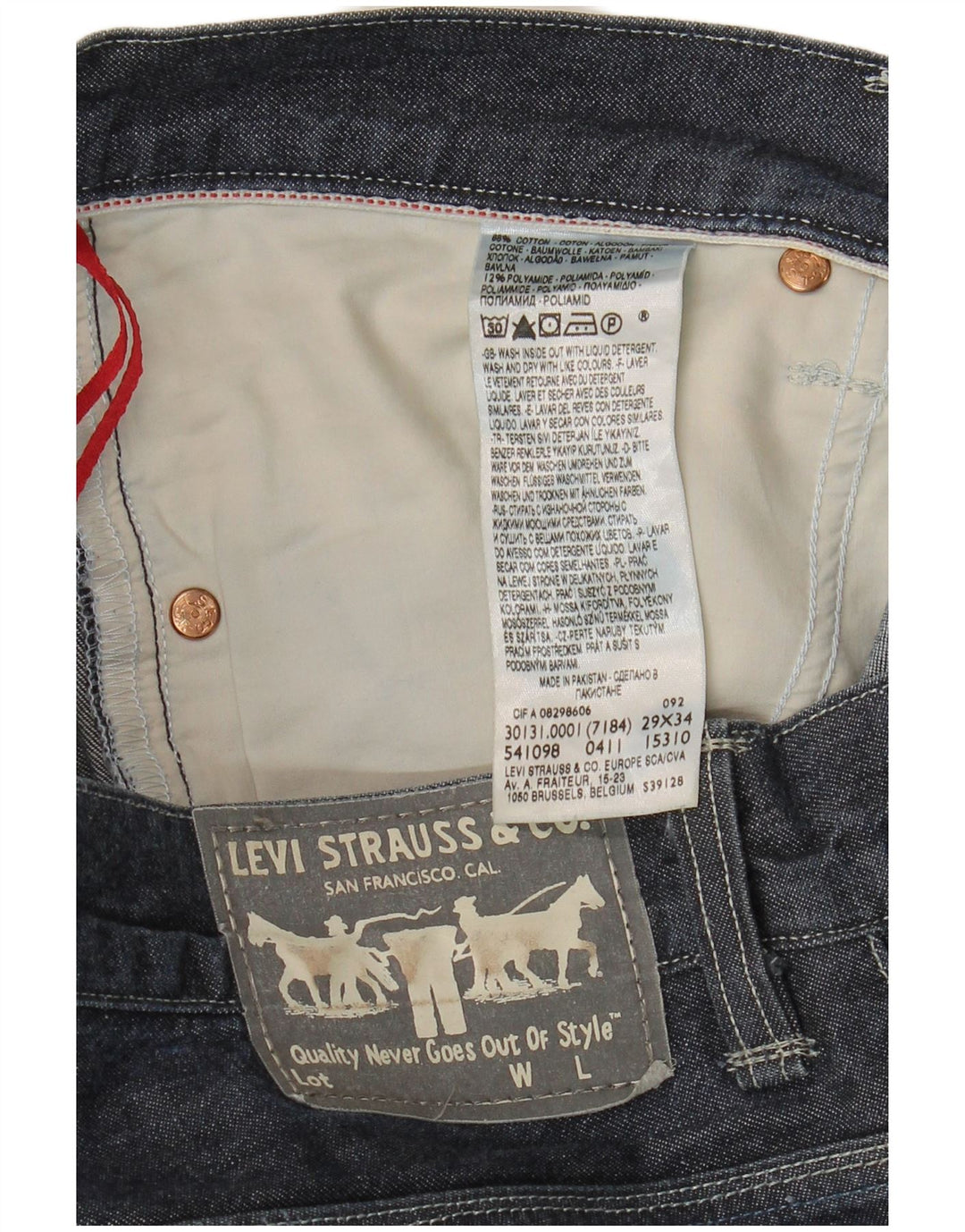 Levi's Mens Straight Jeans W29 L34 Navy Blue Cotton