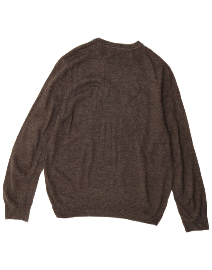 Dockers Herre Crew Neck Jumper Sweater Medium Grey Argyle/Diamond Acryl