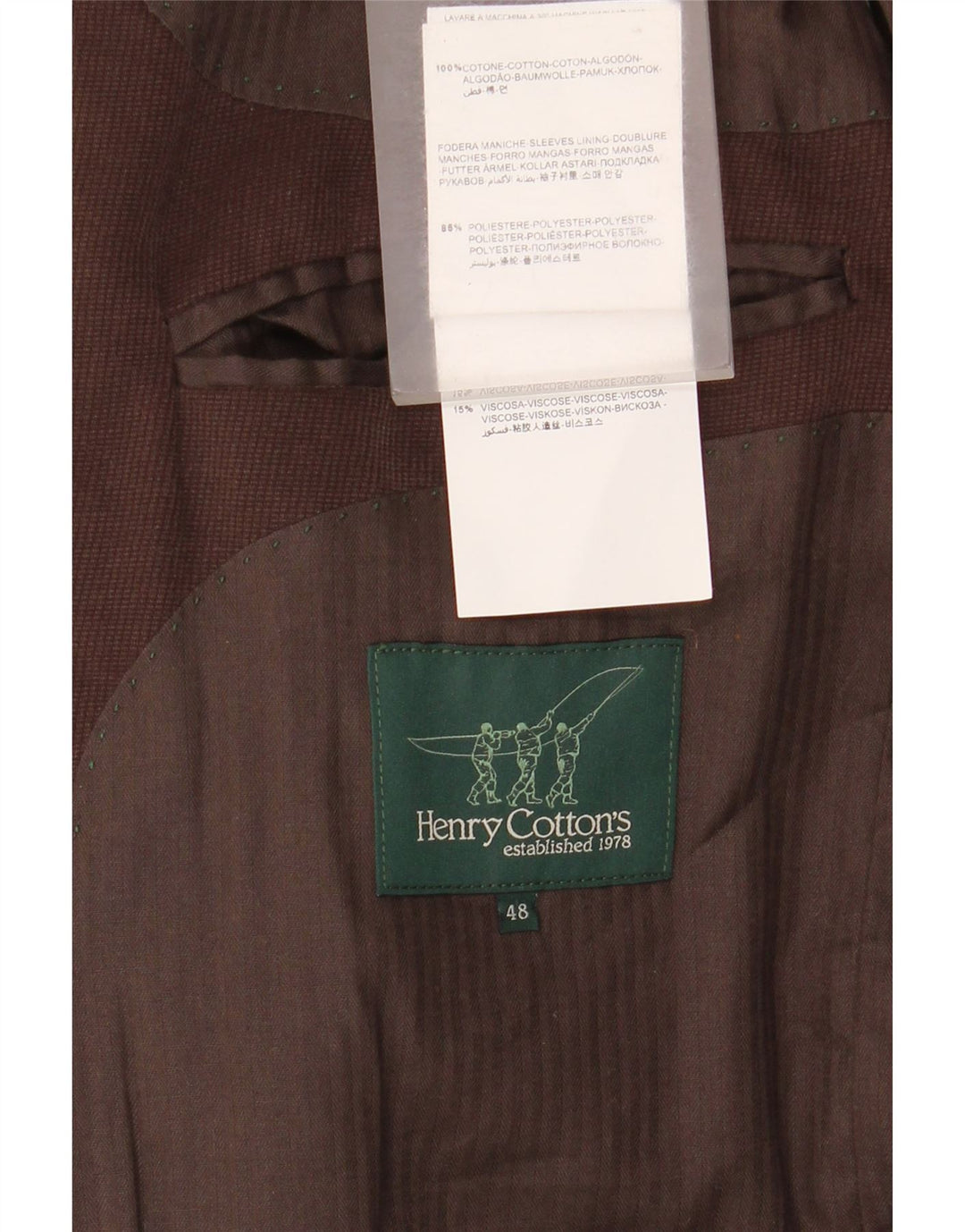 Henry Cottons Herre 3-knaps blazerjakke IT 48 Medium brun bomuld