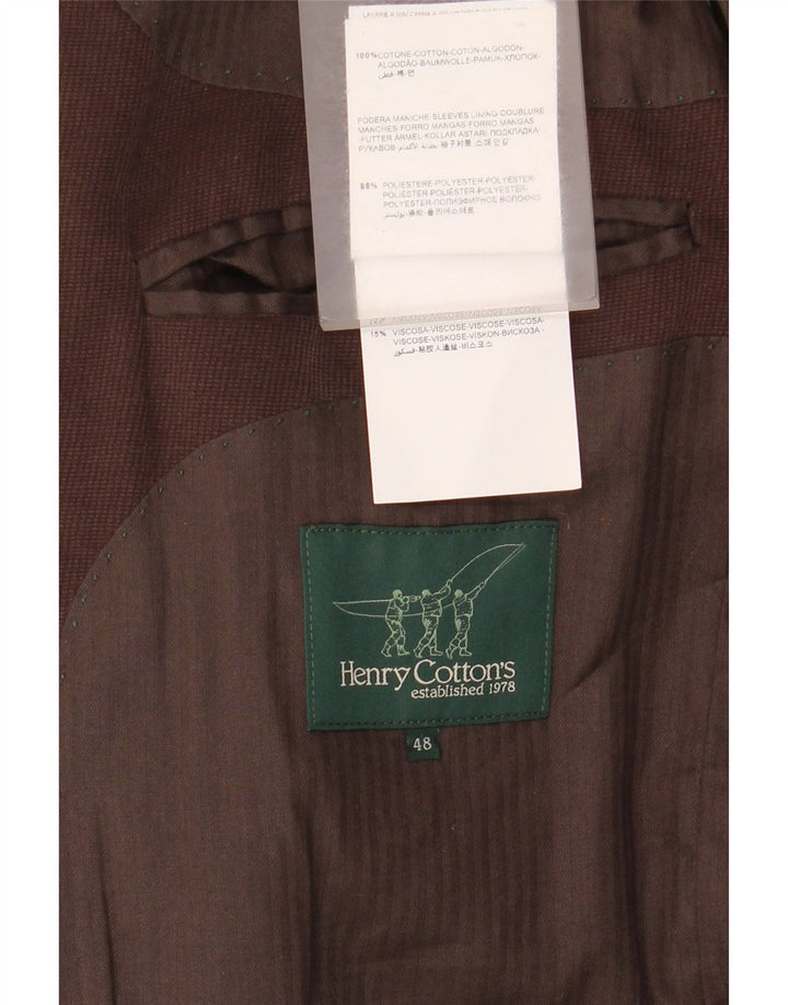 Henry Cottons Herre 3-knaps blazerjakke IT 48 Medium brun bomuld