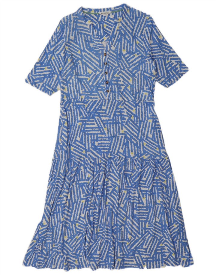 White Stuff Womens Tiered Dress UK 12 Medium Blue Geometric Modal