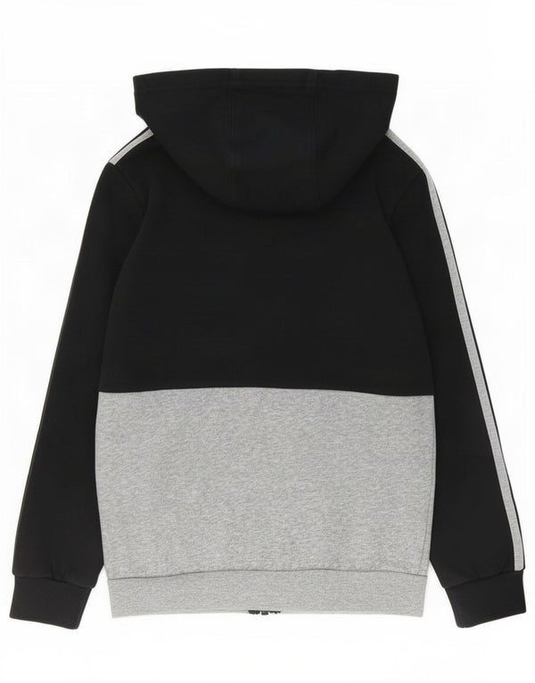 Adidas Boys Zip Hoodie Sweater 9-10 Years Black Colourblock Cotton
