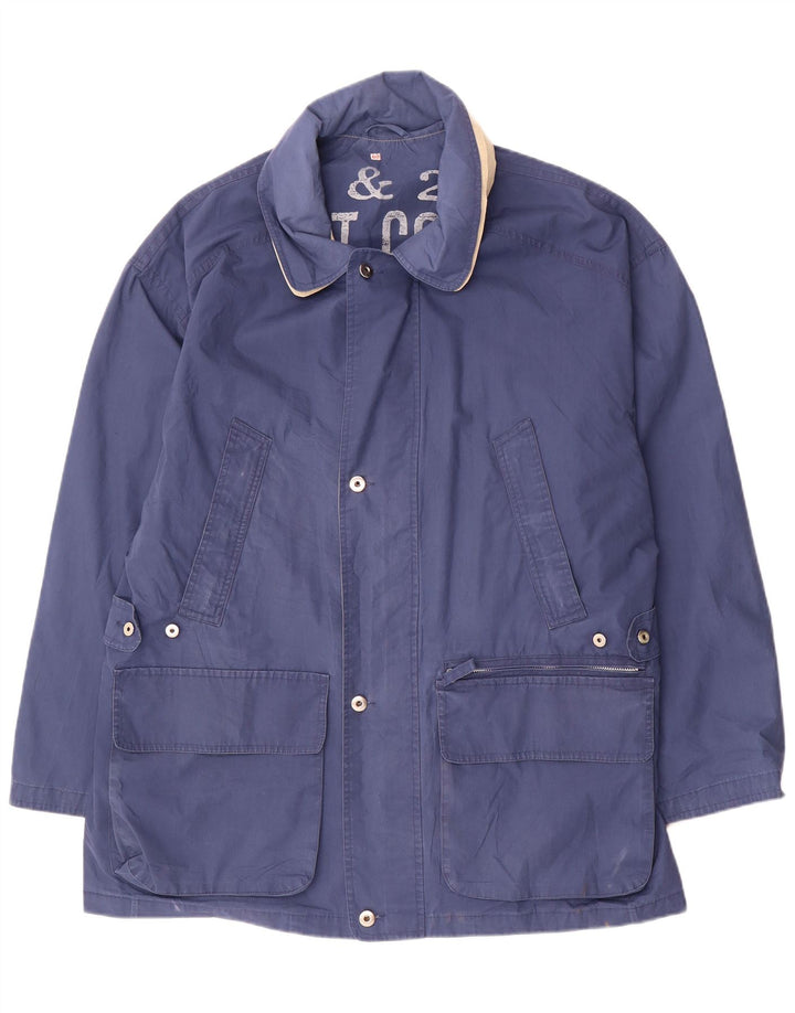 Vintage Herre Utility Jacket UK 42 XL Navy Blue Polyester