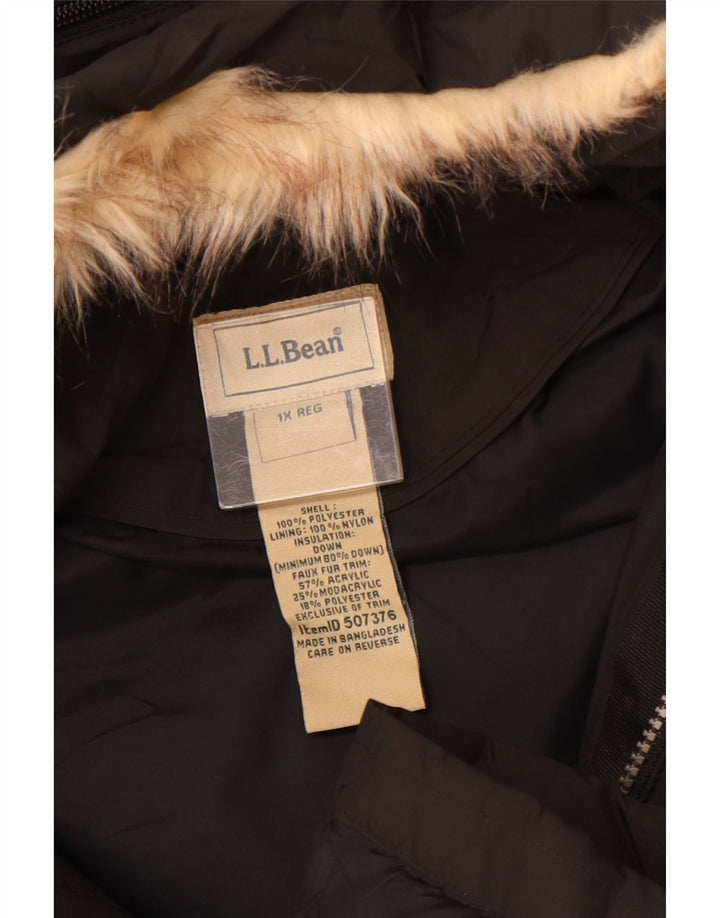 L.L.BEAN Dame Oversized hætte polstret frakke UK 18 XL sort polyester