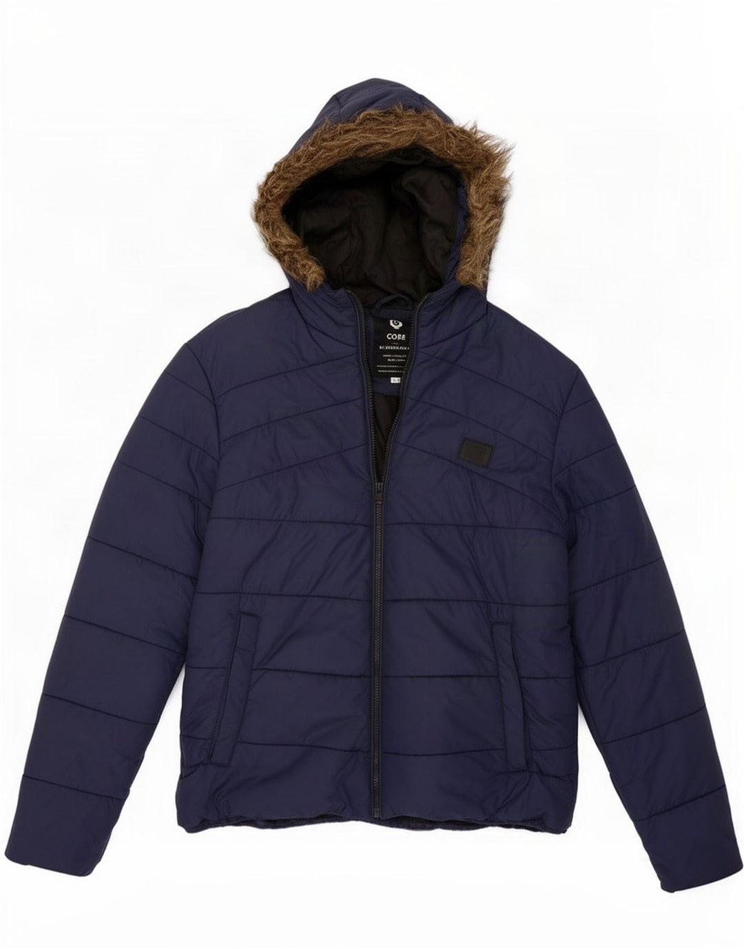 Jack & Jones Herre hættepolstret jakke UK 40 Large Navy Blue Polyester