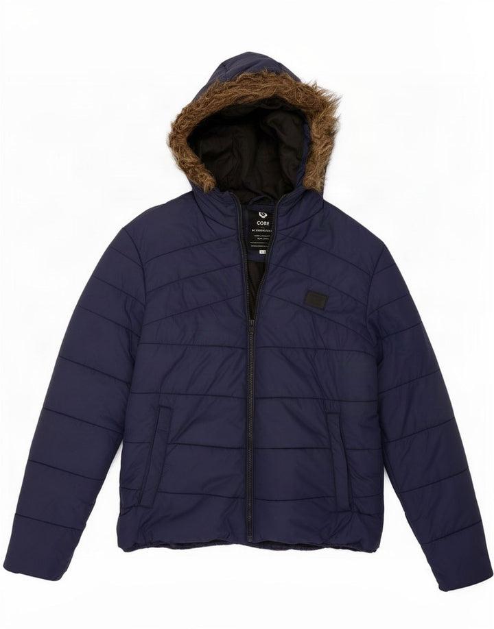 Jack & Jones Herre hættepolstret jakke UK 40 Large Navy Blue Polyester