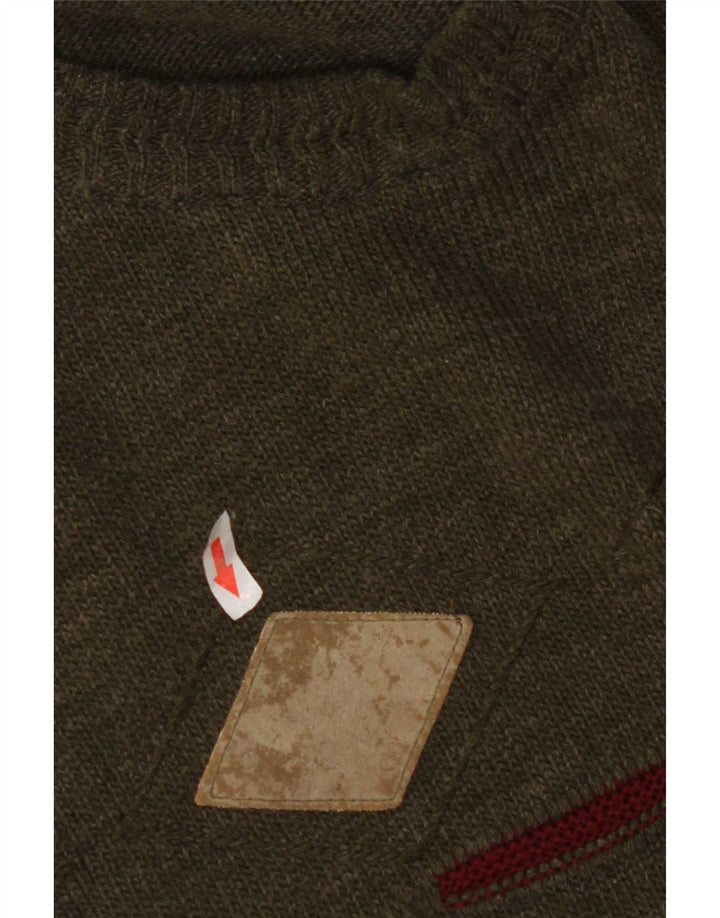 Vintage Herre rund hals sweater Medium Khaki Argyle/Diamond