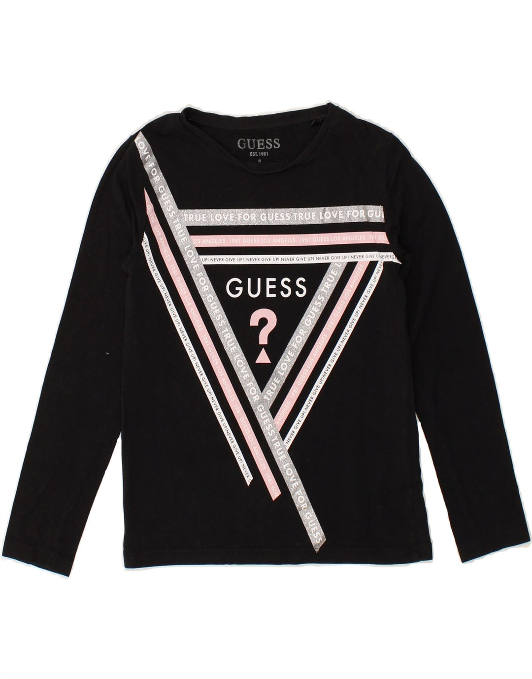 GUESS Girls Graphic Top Long Sleeve 7-8 Years Black | Vintage Guess | Thrift | Second-Hand Guess | Used Clothing | Messina Hembry 
