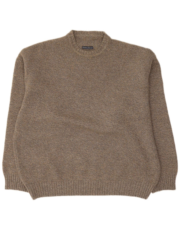 Vintage Mens Crew Neck Jumper Sweater IT 54 XL Grey Flecked Cashmere