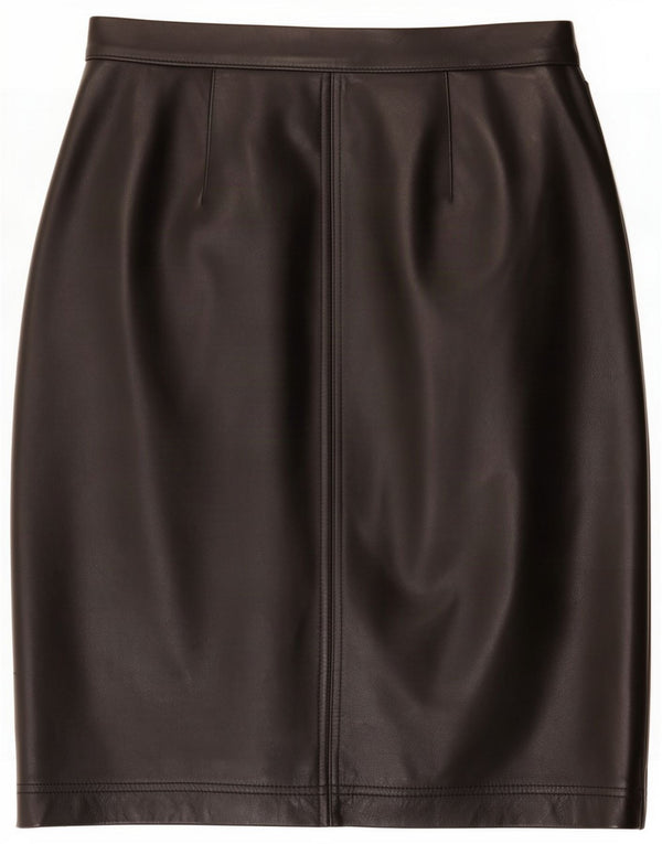 Vintage Womens High Waist Leather Skirt Small W26 Black