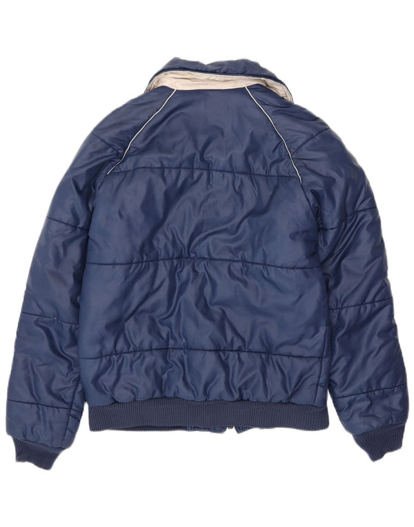 VINTAGE Herre Windbreaker Jacket UK 38 Medium Navy Blue Polyester