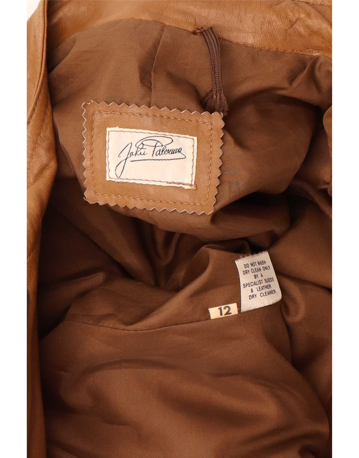 Vintage Dame Oversized Læderjakke UK 12 Medium Beige