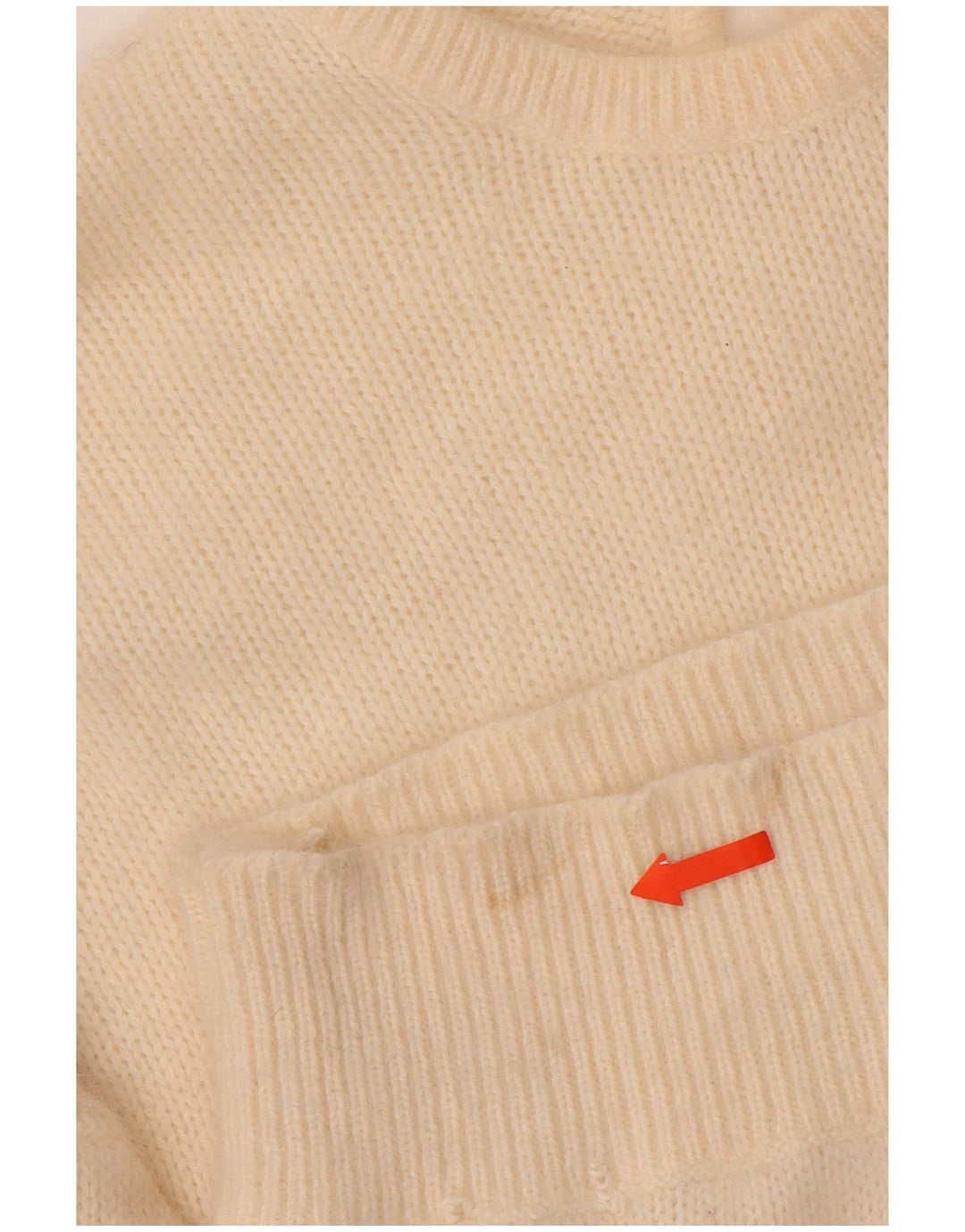 VINTAGE Dame sweater med rund hals DK 14 Medium Off White