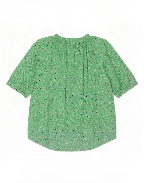 Phase Eight Womens Front Tie Bluse Top UK 14 Large Green Floral Viscose