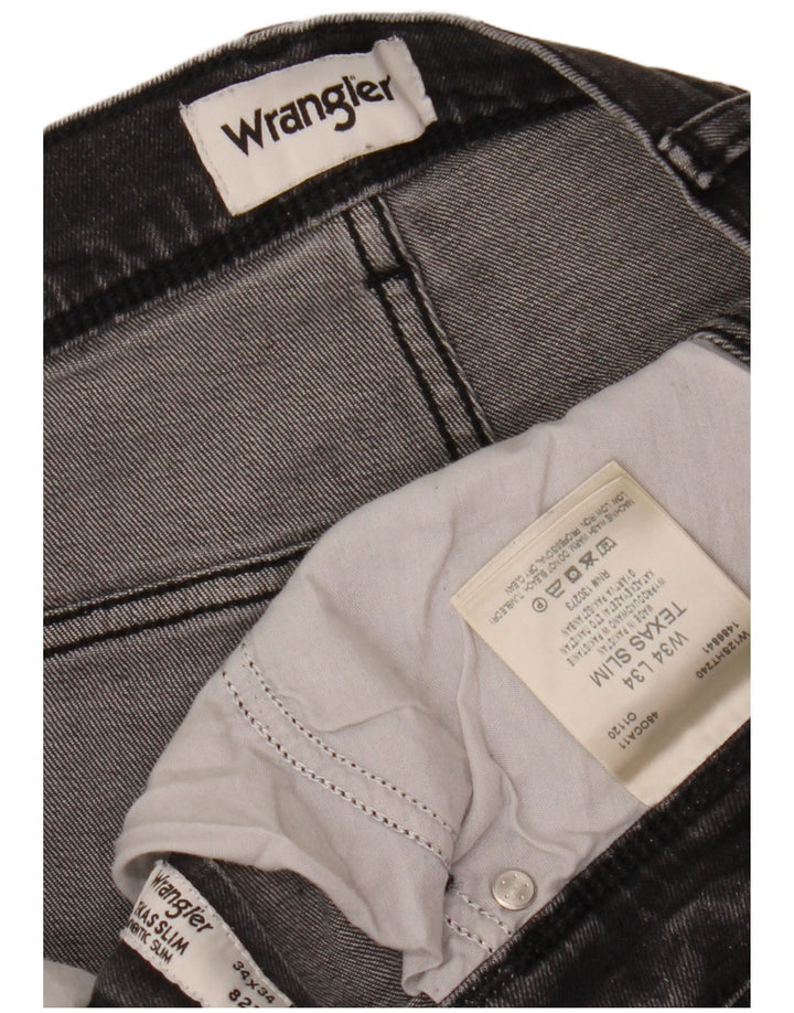 WRANGLER Herre Texas Slim Jeans W34 L34 Sort Bomuld