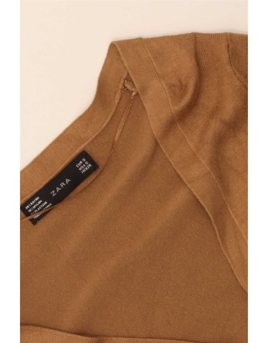 Zara Dame Cardigan Sweater UK 10 Small Beige Rayon