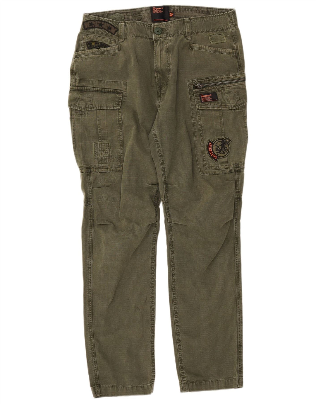 SUPERDRY Slim Cargo Bukser til mænd W33 L30 Khaki Bomuld
