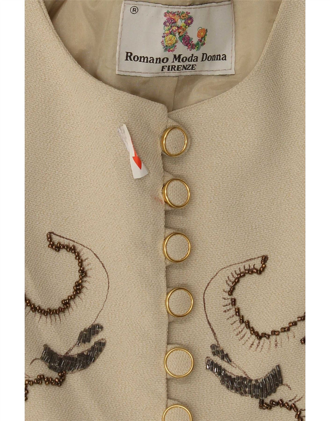 Vintage grafisk blazerjakke til kvinder IT 42 Medium Beige Animal Print