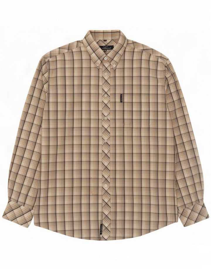Ben Sherman herreskjorte stor beige ternet bomuld