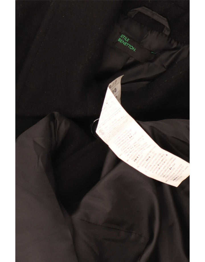 Benetton Dame Overfrakke UK 6 XS Sort Uld
