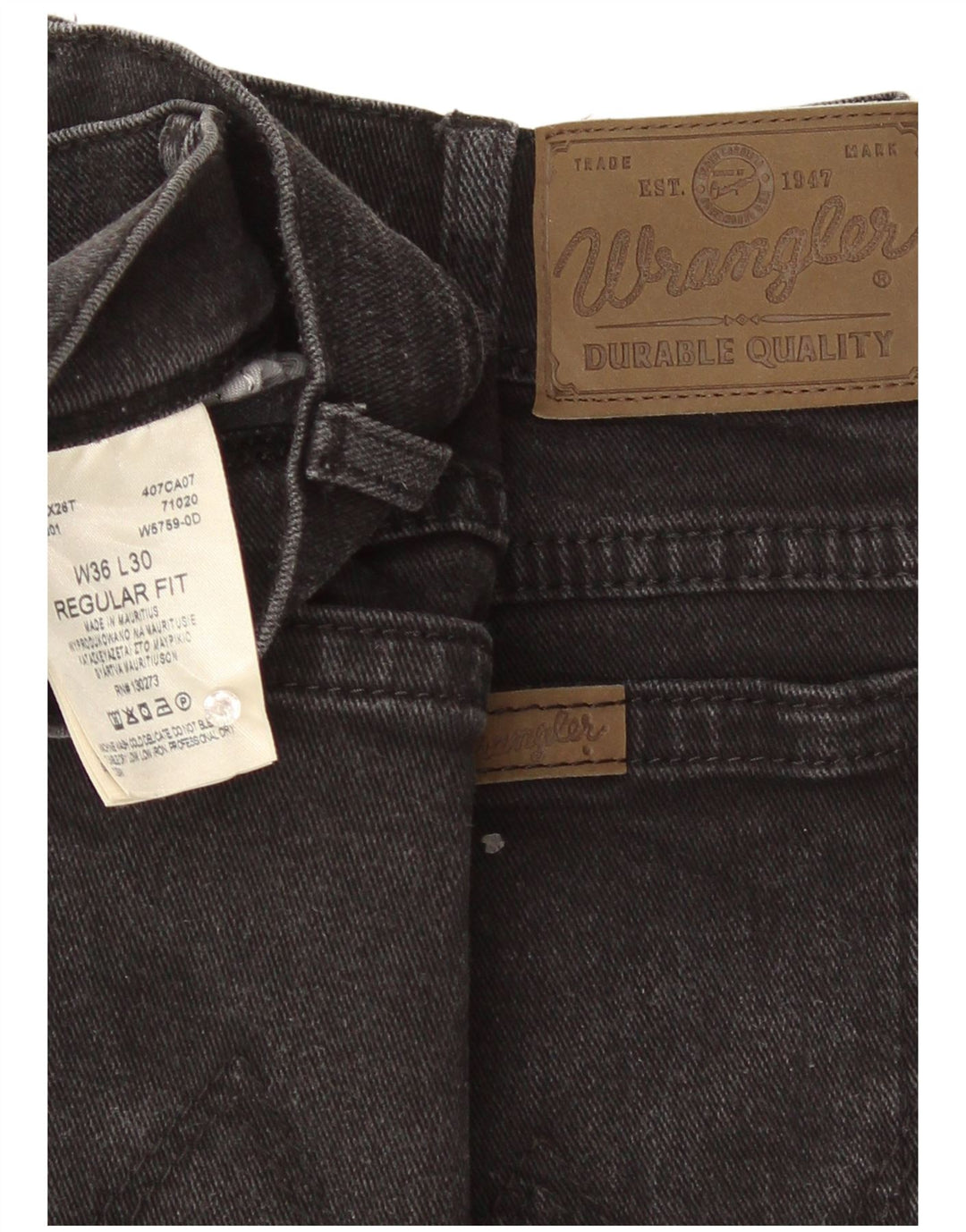Wrangler Herre Regular Fit Straight Jeans W36 L30 Sort Bomuld