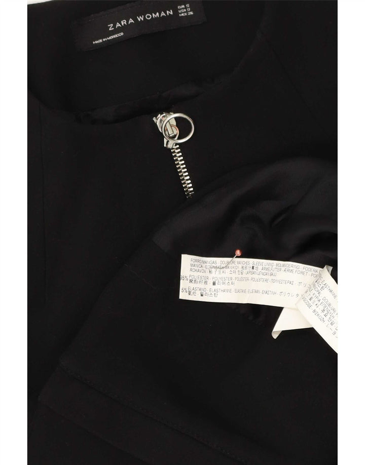 Zara Womens Crop Blazer Jacket UK 10 Small Black Polyester
