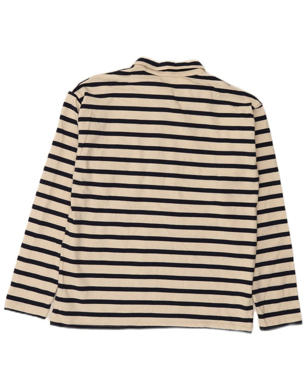 Zara Langærmet Polo Shirt til mænd Medium Off White Stribet bomuld