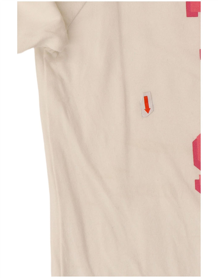 ADIDAS Womens Graphic Top Long Sleeve UK 10 Small White Cotton